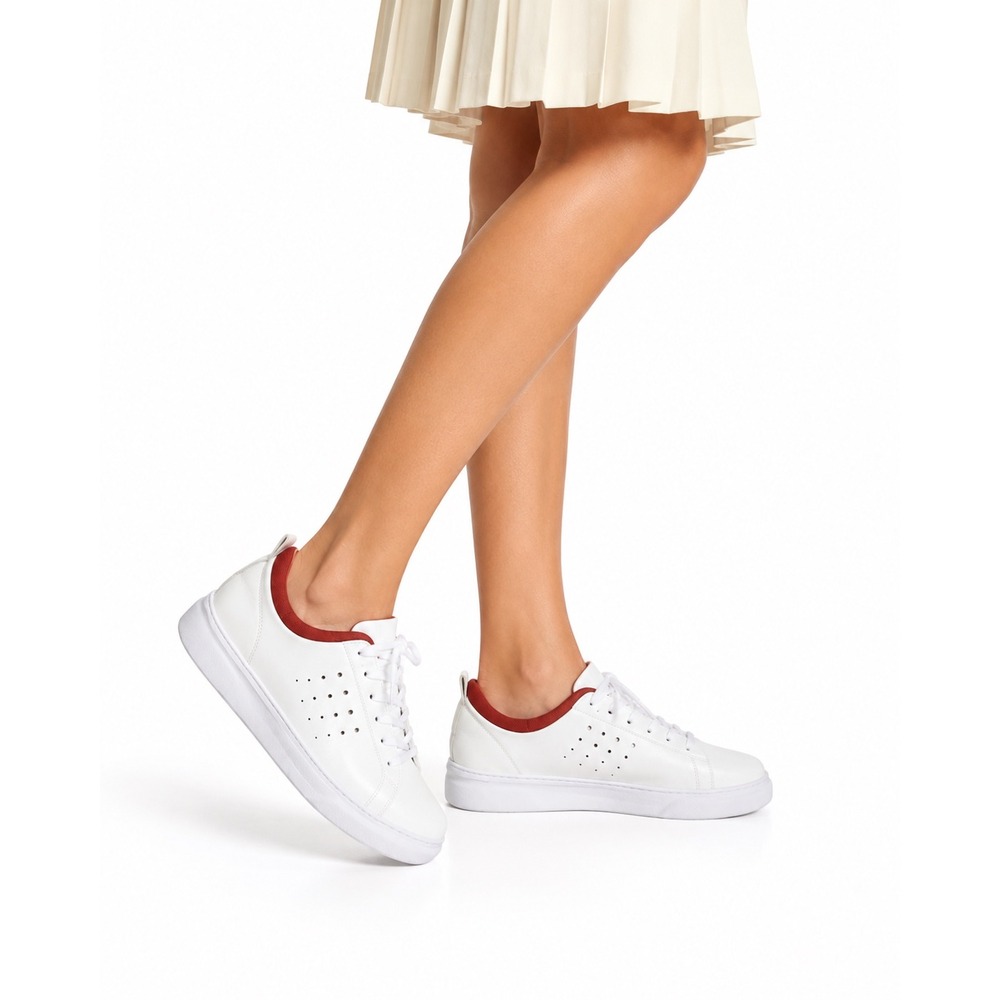 Samuel Hubbard Flight Sport 2.0 White Leather Sneakers Womens 9M Red Trim